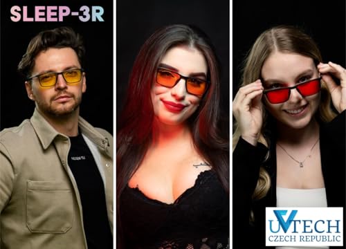 UVtech SLEEP-3R 100% filtr niebieskiego światła i filtr zielonego światła, czerwone okulary, okulary do komputera, do gier, filtr UV, niebieskie światło, blokujące światło, dla kobiet i mężczyzn, - obrazek 3