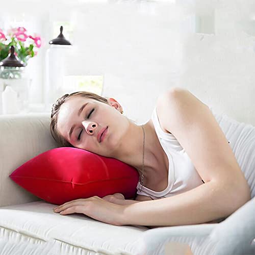 4Pack Ultralight A4 Size Inflatable Travel Pillow, Small Squared Flocked Fabric Air Pillow For Traveling, Holiday Trip, Hiking, Camping,Napping,Neck Lumbar Support(Gray,Sky Blue,Red,Deep Blue) #TOP6