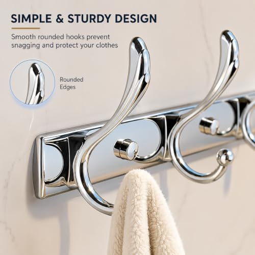 Image of Excellent Stainless Steel Bathroom Cloth Hanger, Silver, 40 Cms, Pack of 3