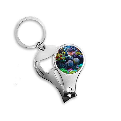 Ocean Colorful Coral Science Nature Picture Nail Nipper Ring Key Chain Bottle Opener Clipper