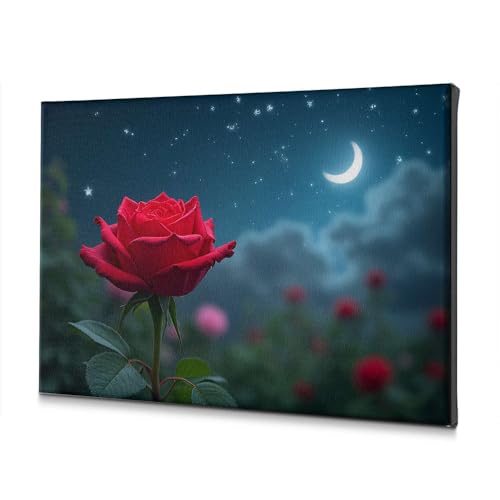 Toile décorative pour salon WTD rose rouge de qualité 40x60cm