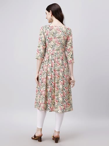 Image of OBF Women's Rayon Printed Anarkali Kurti Multicolour
