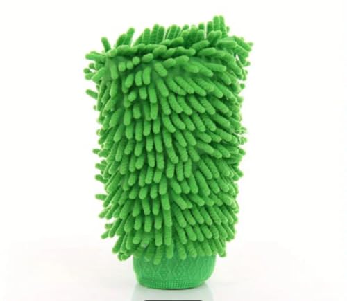 Genérico 2 Unidades Guante de Microfibra de Chenilla para Lavado de Vehículos y Limpieza del Hogar, Verde. Dos Manoplas de Microfibra para Coche