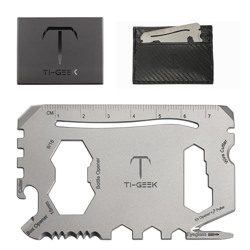 TI GEEK 17-in-1 Titanium Credit Card Multitool, Slim Wallet Tool Card