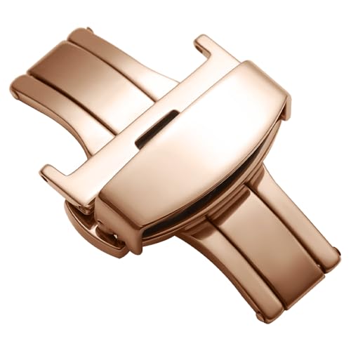 [OOGEWSD] �o�^�t���C �f�v���C�����g�o�b�N�� �_�u���N���b�N �X�e�����X�X�`�[�� �N���X�v �X�g���b�v �E�H�b�`�o���h 10/12/14/16mm 18mm 20mm 22mm �E�H�b�`�o���h �N���X�v(Rose Gold-10mm)