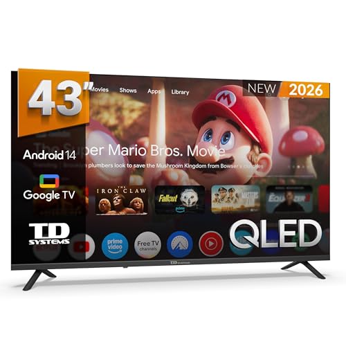 TD Systems   Smart TV 43 Pulgadas 4k QLED, Android 14 GTV, Television TDT HD, Modelo 2026, Televisor con 3 años de garantía   PRIME43C21GLQ