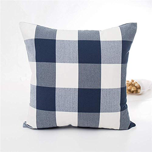 Hoplee 24X24 Pillow Cover Navy Blue Decorative Pillow Cover With Buffalo Plaid, Solid Navy Blue, Tricking Stripe And Gingham Plaid Design 24X24 Inches Set Of 4 #TOP2