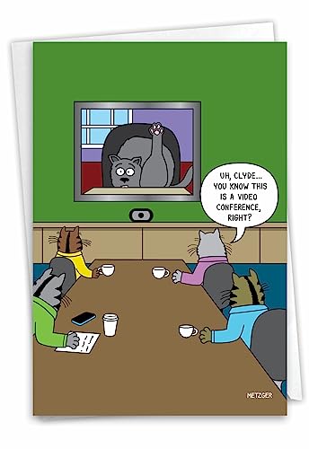 NobleWorks Funny Animal Birthday Card - Cat & Dog Humor