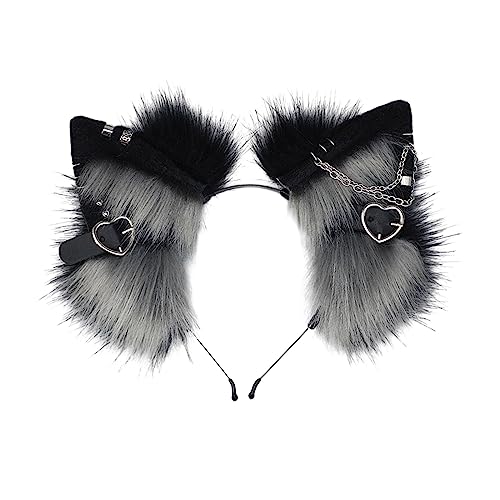 Diadema orejas de gato punk con colgantes metálicos antideslizante para fiestas