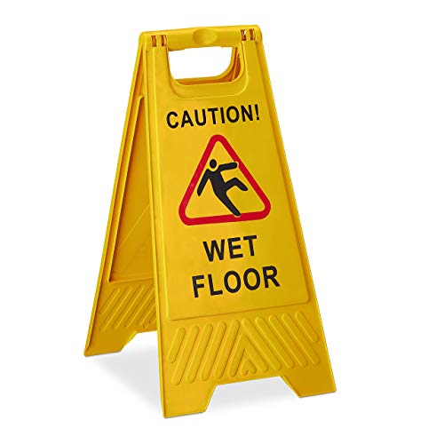 Panneau sol glissant caution wet floor jaune avec chevalet attention pliant