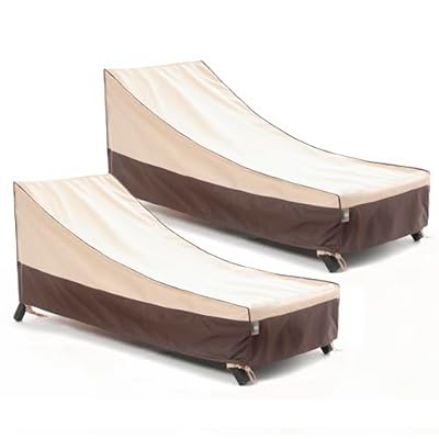 F&J Outdoors Heavy Duty Waterproof UV Resistant Patio Chaise Lounge Chair Cover, 2Pack, 84"Lx32"Wx34"H, Beige+Coffee