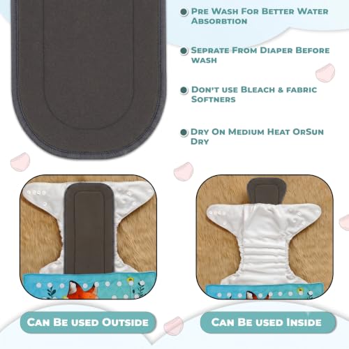 Image of Bembika A Plus Printed Cloth Diaper with Bamboo Charcoal Inserts for Babies Washable & Reusable Cloth Nappies for Baby Leakproof and Wetfree Adjustable Cloth Diapers -(BE2651)