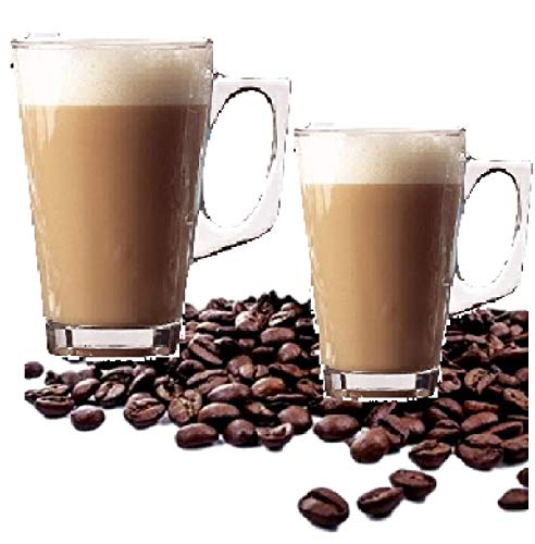 DFL Lot de 2 tasses à café latte en verre de 240 ml - Compatibles avec la plupart des machines à café - Idéales pour boire des lattes, des cappuccinos