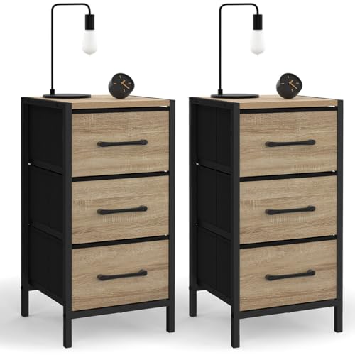IDMarket - Juego de 2 mesitas de noche Utah, con 3 cajones