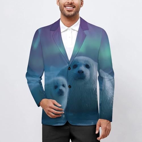 Seals Ocean Men's Blazer Printed Button Suit Jacket Slim Sport Coat Blazers2