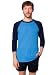 American Apparel  Unisex Poly-Cotton 3/4 Sleeve Raglan Shirt, Heather Lake Blue/Navy, Large
