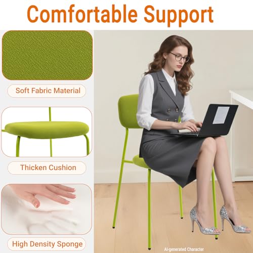 Image of Sidanli Stackable Waiting Room Chairs, Armless Dining Chairs Without Wheels Set of 4 with Comfotable Cushion for Reception Break Room Lobby, Green