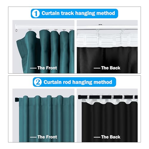 Image of MaKefeile Room Divider Curtains Total Blackout Privacy Curtain Panel Room Thermal Insulated Noise Reduction Curtain for Bedroom Window Living Room Ceiling Track Curtain W 8.3ft x H 8ft Azure Blue