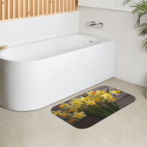 Tapis de bain antidérapant absorbant diatomées grand format imprimé fleurs - 5