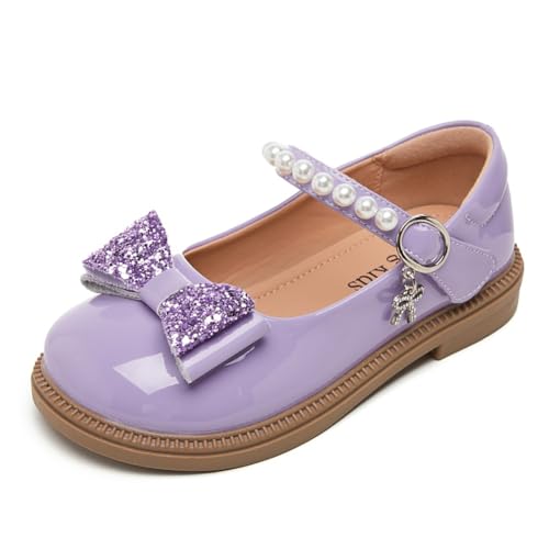 Toddler Girl's Bow Princess Dress Shoes Wedding Party Flower Girl Mary Janes Ballet Flats for Kids