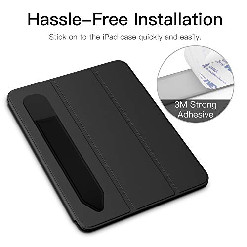 Image of MoKo Adhesive Pencil Case Holder Sticker for Apple Pencil, Black | Elastic Pencil Pocket Pouch, Adhesive Sleeve, Attached to iPad Case, For Pro /USB-C /1st /2nd Gen and Similarly Stylus Pens
