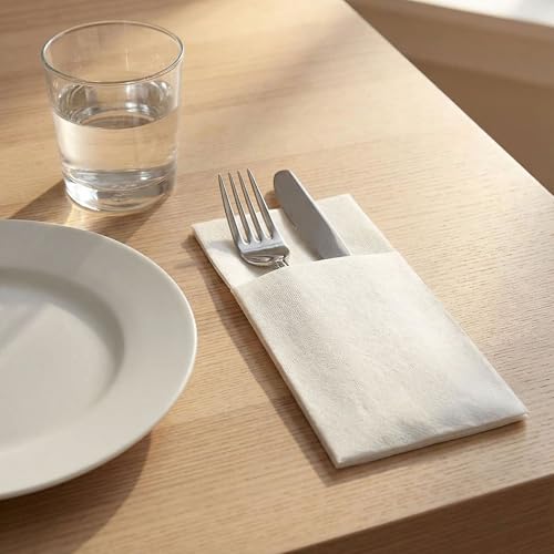 Serviettes de table jetables toucher lin et étui couverts