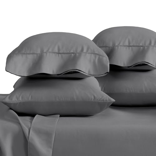 Bare Home Microfiber Bulk Pillow Cases - King Set of 4 - Cooling Pillowcases - Double Brushed - Grey Pillowcases 4 Pack - Easy Care (King - 4 Pack, Grey)