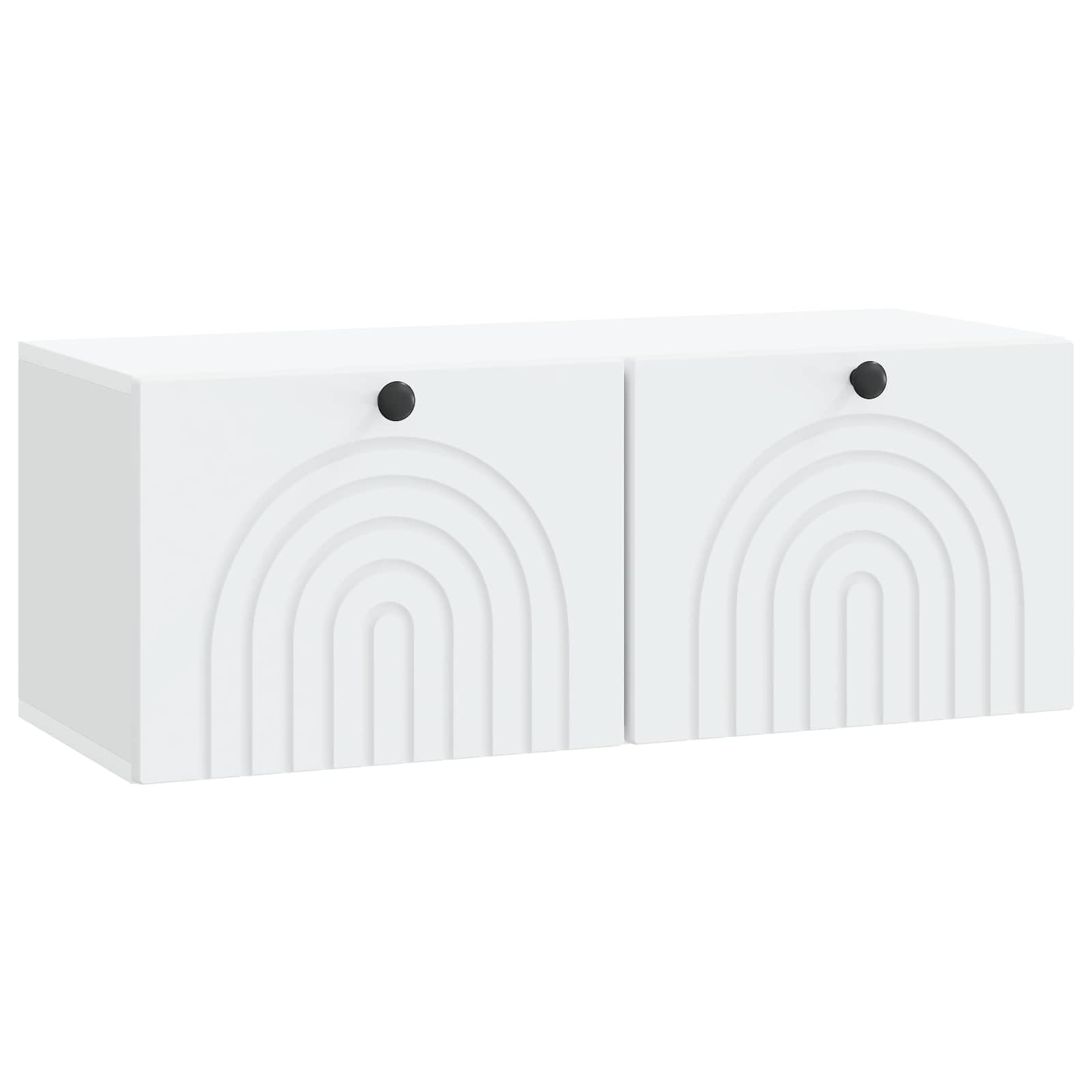 Meuble bas suspendu en bois blanc avec 2 portes de rangement TV