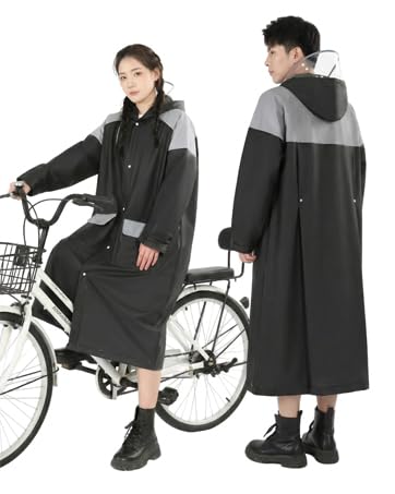[Rimosa] レインコート 自転車 リュック対応 【二重透明レインバイザー付き】レインウェア レディース カッパ メンズ 大きい 軽量 防水 防風 雨具 雨合羽 かっぱ バイク レインポンチョ ロング 超撥水 梅雨対策 豪雨対応 (ブラック, L)