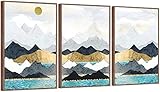 TIME TREE 3 Piece Framed Wall Art Canvas Prints Abstract Mountain Nature Forest Landscape Artwork...