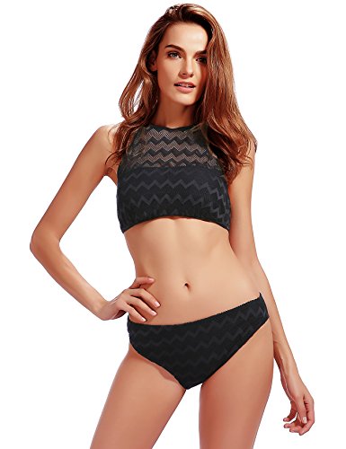 Womens High Neck Halter Bikini Set Swimsuits 2 Pieces Bathing Suits Black M Womens High Neck Halter Bikini Set Swimsuits 2 Pieces Bathing Suits Black M