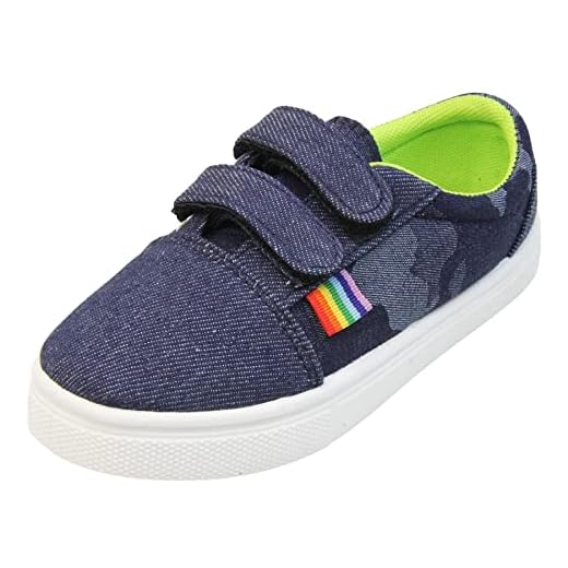 Boys Trainers Kids Shoes Childrens Memory Foam Canvas Pumps Sneaker Toddler Infant Shoes to Older Boy Blue Red Kid Trainer Size 4 T UK - 3 UK