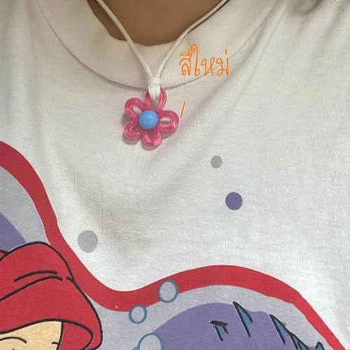 Collier ras du cou fleur en argent 925 avec son pendentif coloré fait à la main - 3