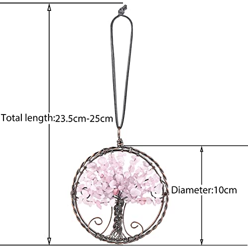 Nupuyai Rose Quartz Tree of Life Hanging Ornament - Image 2