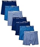 Calvin Klein Men's Cotton Classics 7-Pack Boxer Brief, 3 Blue Depths, 2 Boardwalk Blue, 2 Water Reflection, M