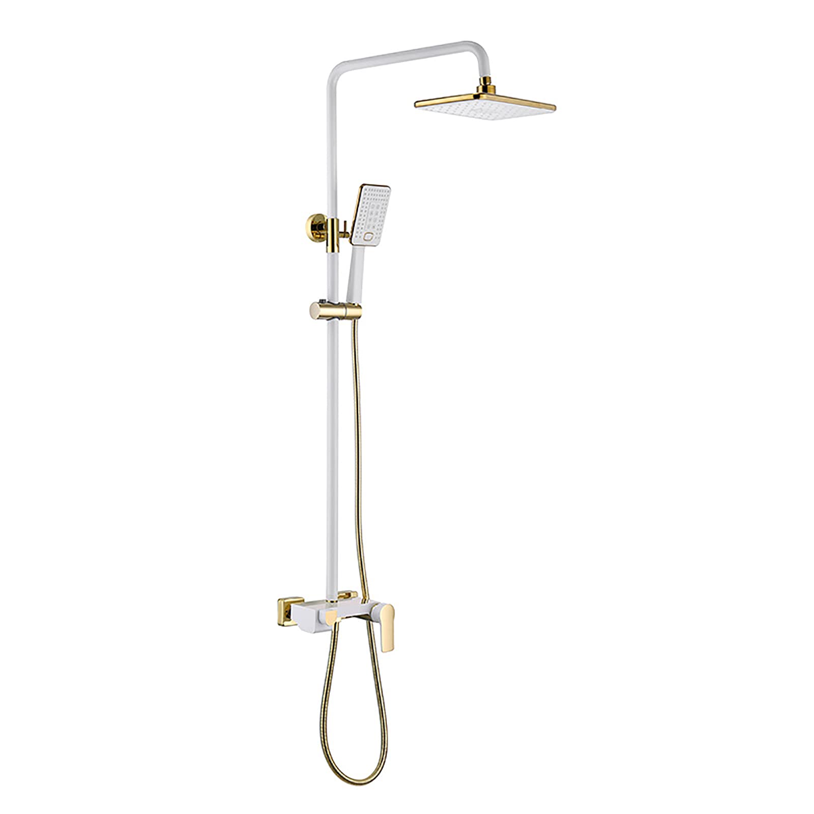 WOTZOV White Shower System With Waterfall Tub Spout 260 * 170Mm Rainfall Shower Head System With Handheld Combo Set, Wall Mounted Shower Faucet Set, 3 Functi,Shower Set