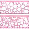 JIEYAO 2 Pcs Geometric Drawings Templates, Multi-Shaped Drafting Stencils, Plastic Measuring Templates Rulers Clear Drawing Triangle Tool Protractor Set for Studying Designing Office(Red)