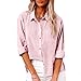 Long Sleeve Button Down Shirts for Women Plus Size Cotton Linen Business Casual Tops Fall Fashion Blouses 2025 Tops for Women 2023 Trendy Sexy Pink 4X