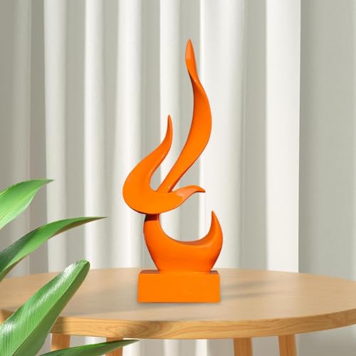 Estatua Abstracta Llama Decorativa en Resina Naranja miniatura 6