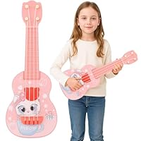 Kids Guitar, 21cm Ukulele for Kids, Pink Cat Design Toy Guitar for Toddlers, Mini Musical Instrument for Early Learning, Gifts for Boys and Girls