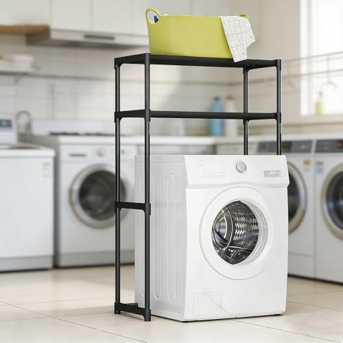 LCNDKF Over the Washer Storage Shelf – Organizador de múltiples niveles para sala de lavandería, ahorro de espacio en la bandeja de lavado para mantener detergentes, ropa y suministros