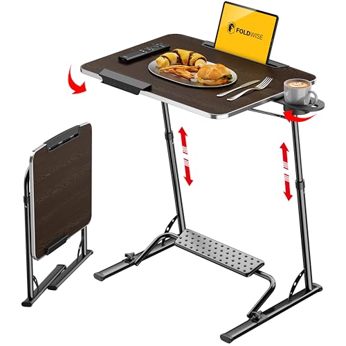 Best Laptop Tray for Couch: Top Portable Desks for Comfort & Convenience 6 FoldWise Upgraded Folding TV Tray Table - Extra Large & Sturdy Laptop Table for Couch, Height & Angle Adjustable Desk for Dinner, Work & TV - Includes Footrest, Cup Holder, iPad Holder & Edge Stopper