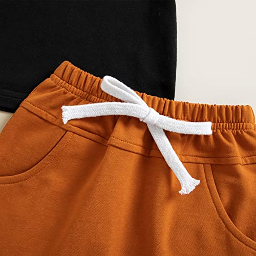 Toddler Baby Boy Summer Outfits Letter Print Short Sleeve T-Shirt Tops Elastic Waist Shorts 2Pcs Clothes Set (Checkered Black, 6-12 Months) #TOP5