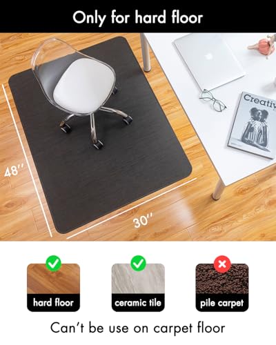 Image of BARoyal Office Chair Mat for Hardwood Floor Under Desk Computer Rolling Chair Mat for Wood /Tile Floor Non-Slip Heavy Duty Desk Rug PVC Plastic Hard Floor Protector 30 inchx 48 inch (Espresso)