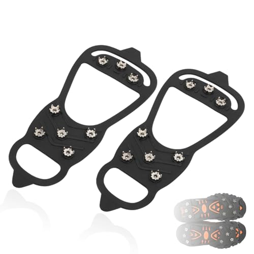 equlup Shoe Spikes Cover, 1 Pair 8 Tooth Shoe Spikes Cover Anti Slip Footwear Ice Shoes Spikes Covers Shoes Nail Crampons for Outdoor Snow Walking (L)