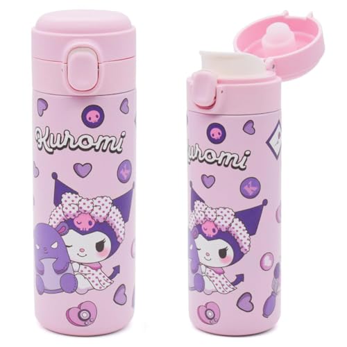 YCVBCY Kawaii Botella de Agua Niños Botella Agua Acero Inoxidable Niños Botellas de Agua Aisladas a Prueba de Fugas Fácil de Abrir Taza Termo Taza Termo Escolar 420ML 1
