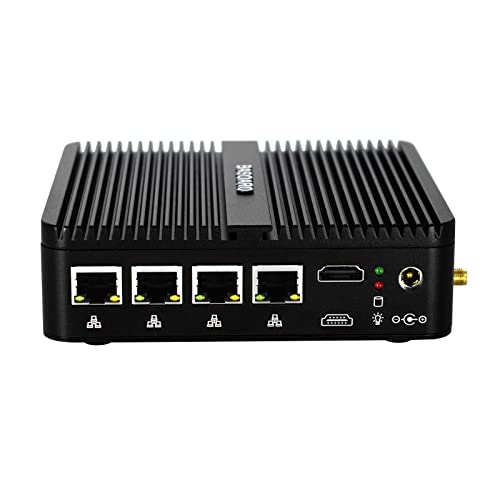 BASOARO Mini Router PC Celeron J4125, Firewall Mini Computer, 16G RAM 512G SSD, HDMI Anschluss, 2 USB 3.0 Anschlüsse, 4 USB 2.0 Anschlüsse, RS232 COM Anschluss, WLAN, BT, Micro PC