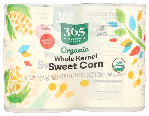 365 by Whole Foods Market, Organic Corn, No Salt Added, 15.25 Ounce, 4 Pack