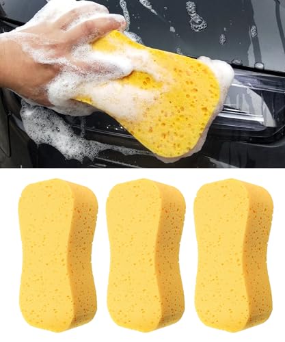 SCUARI 3PCS Car Wash Sponge,9.1 x 4.3 x 1.6 Inch Car Sponges for Washing,Car...