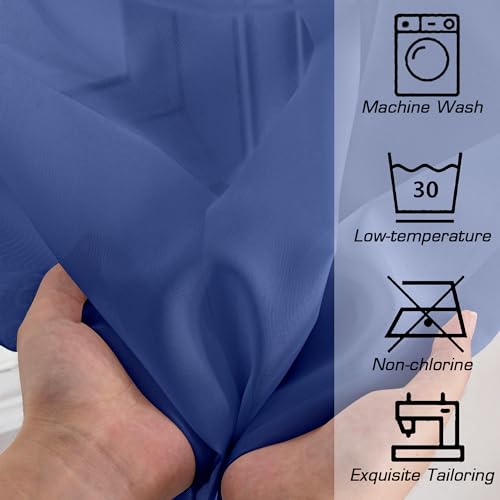 Image of Simplebrand Royal Blue Sheer Curtains 72 Inches Long 2 Panels for Living Room, Rod Pockets Airy Window Treatments Voile Sheer Curtains Panels Lightweight for Front Back Patio Glass Door, 42 inch Width